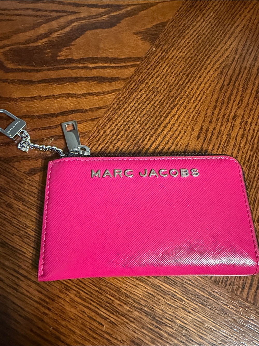 Marc Jacobs Hot Pink Saffiano Zip Card Holder